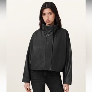 All Saints Ryder Funnel Neck Leather Jacket